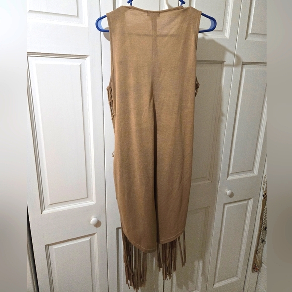 Sexy Boho Hippie  Fringe   Hippie  Shirt Dress Brown Size Large - Picture 4 of 6